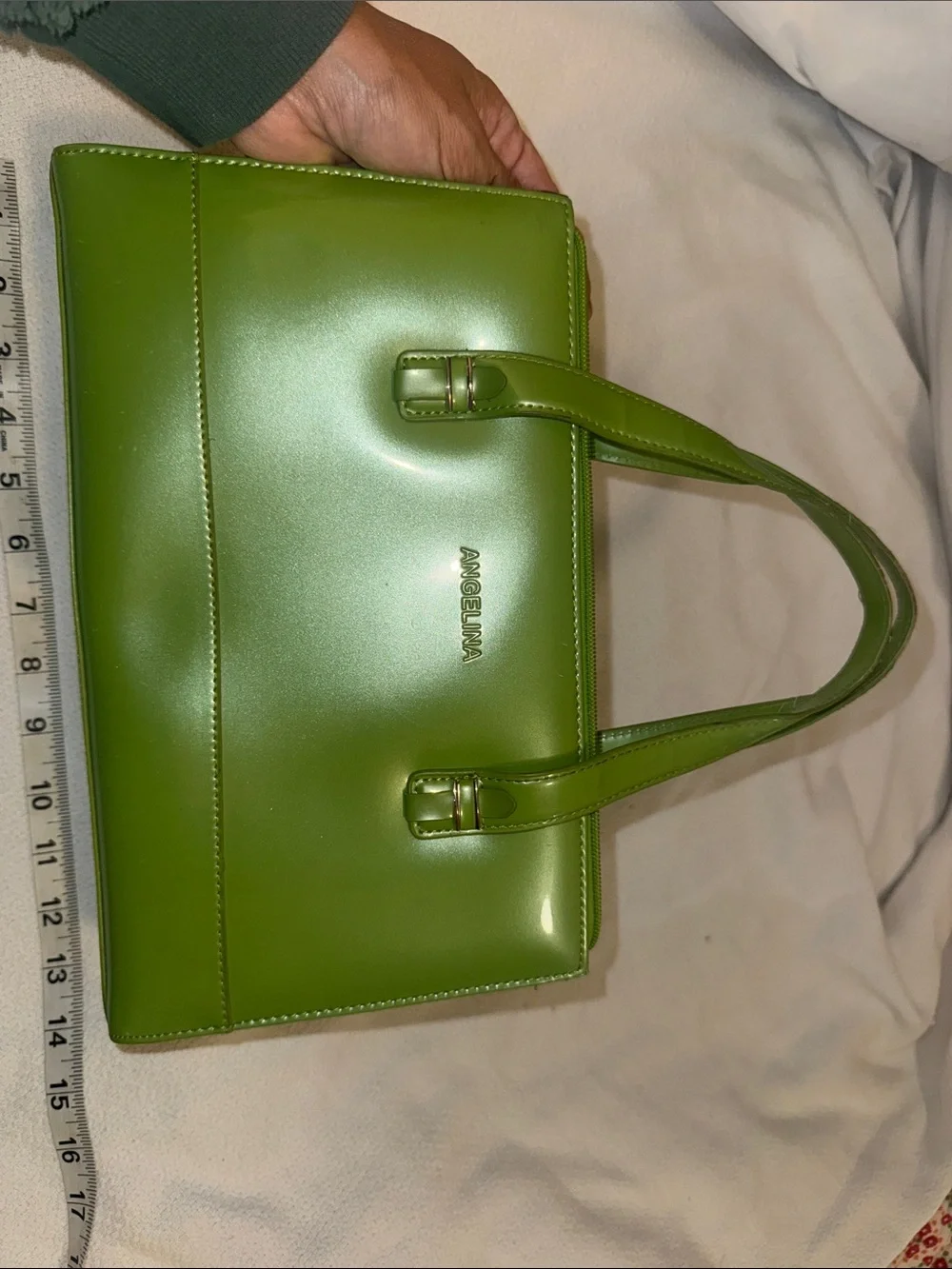 Angelina Lime Patent Satchel